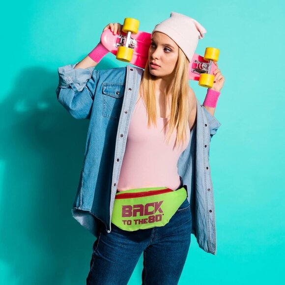 80s Women Workout Set Neon Leg Warmers Headband Wristbands Fanny Pack Yoga Runni - Picture 5 of 6